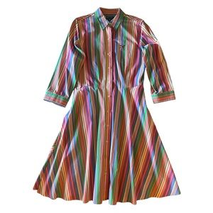 American Living | Striped Multi Colored 3/4 Length Sleeves Midi Dress | Size 8
